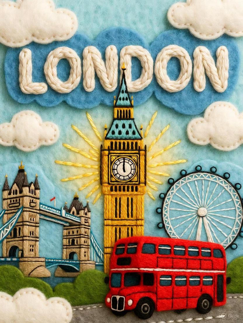 FeltCraft Cityscape Embroidered Landmark Art Prompt Pack